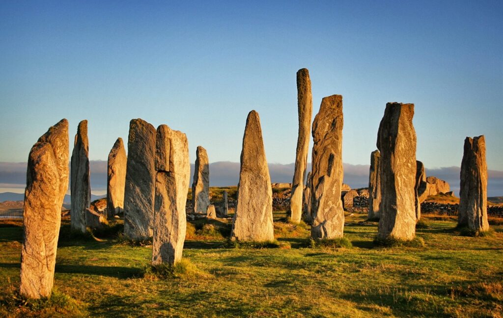 An ancient circle of standing stones