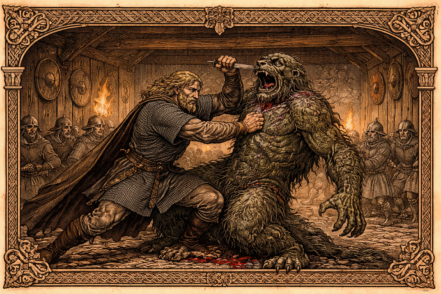 Beuwulf Fighting Grendal
