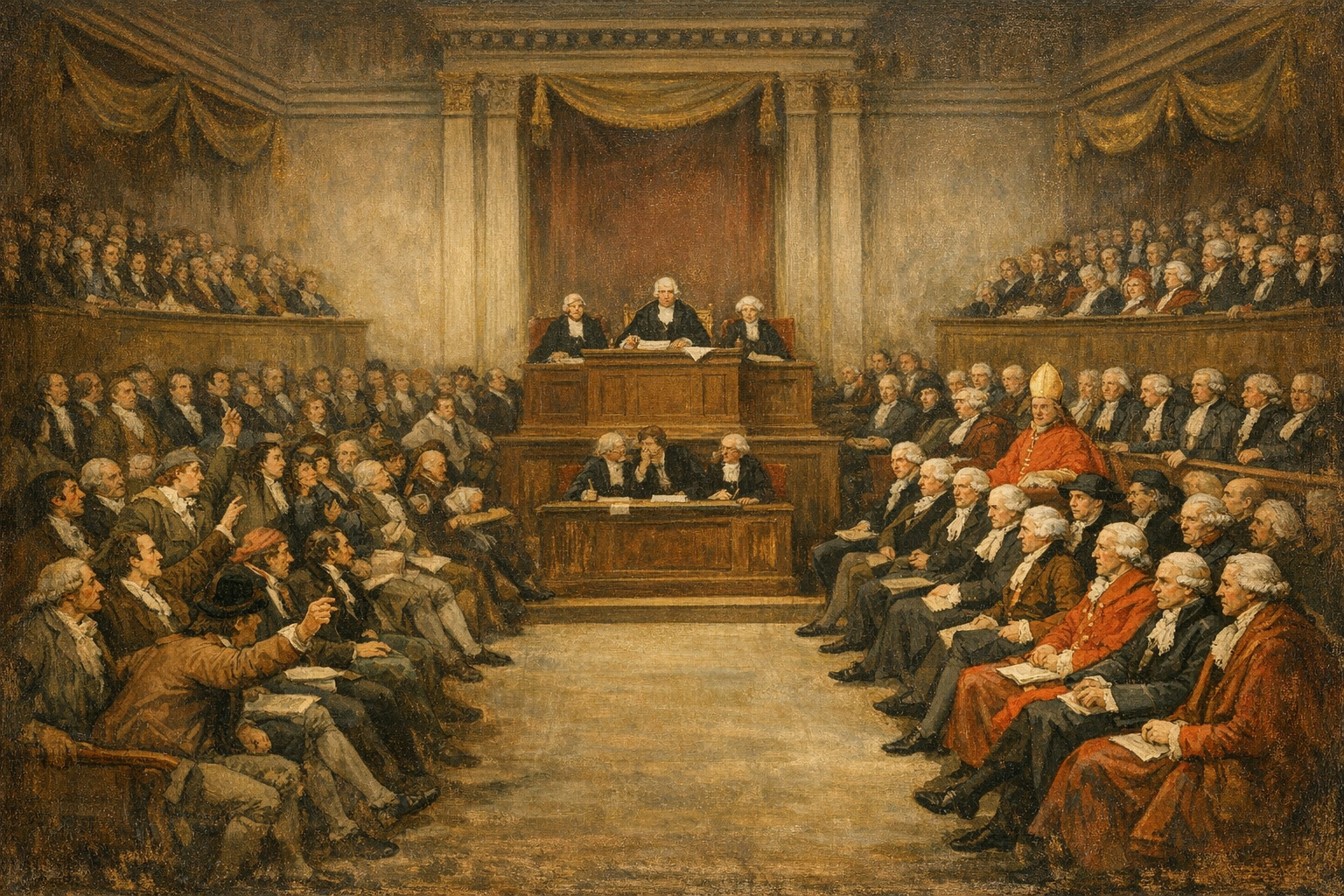 The French Assembly, split to the left and right