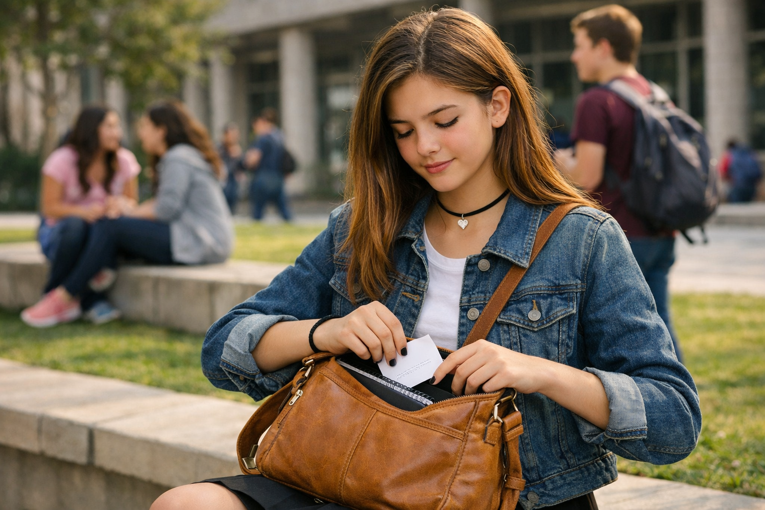 A student folds a note, but why?
