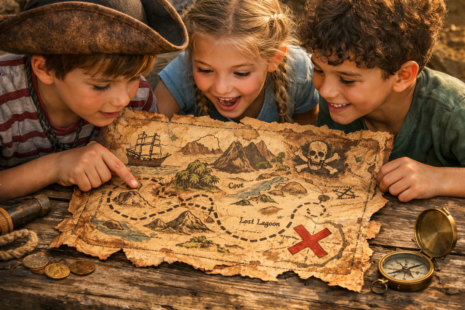 A treasure map, prepositions will be navigated to find the X...