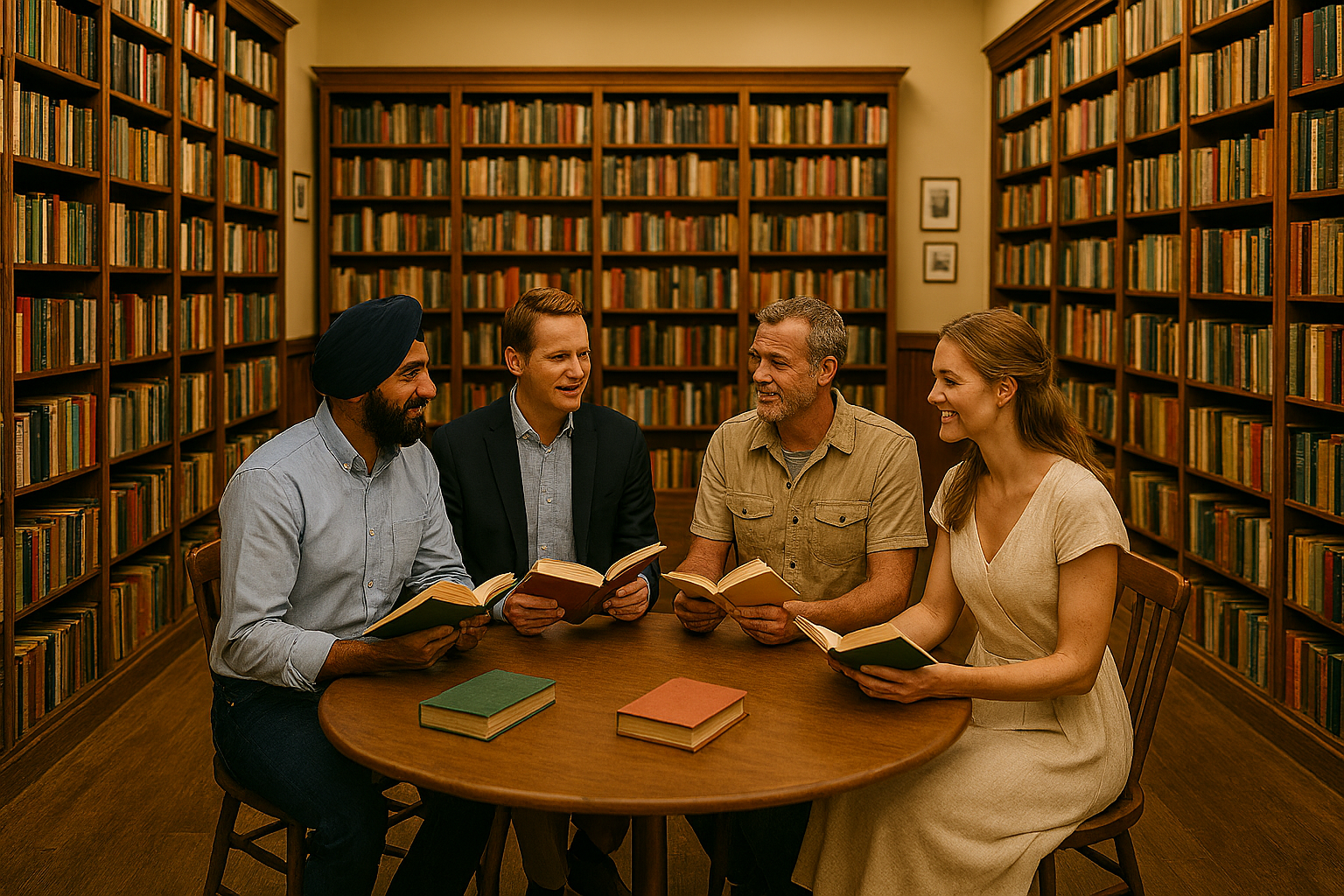 A Sikh, an Etonian, a Laborer and a traditional wife all debate the meaning that each take away from a book. None of them are right, but share their experience of what was important to them.